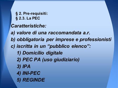 Pec Caratteristiche .